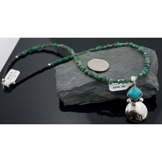 OLD Buffalo Coin Certified Authentic Handmade Navajo Native .925 Sterling Silver Turquoise Native American Necklace 390587164741