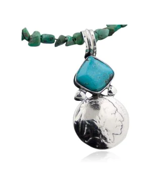 OLD Buffalo Coin Certified Authentic Handmade Navajo Native .925 Sterling Silver Turquoise Native American Necklace 390587164741 OLD Buffalo Coin Certified Authentic Handmade Navajo Native .925 Sterling Silver Turquoise Native American Necklace 390587164741
