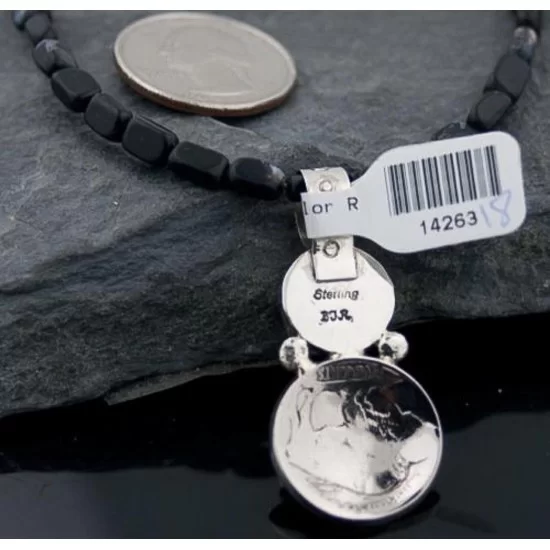OLD Indian Head Buffalo Coin Certified Authentic Navajo .925 Sterling Silver Natural Turquoise and Black Onyx Native American Necklace 390587495461 OLD Indian Head Buffalo Coin Certified Authentic Navajo .925 Sterling Silver Natural Turquoise and Black Onyx Native American Necklace 390587495461