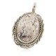 Oval .925 Sterling Silver Navajo Certified Authentic White Howlite Native American Pendant 12924-3