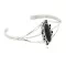 Oval Handmade Navajo Certified Authentic .925 Sterling Silver Natural Black Onyx Native American Bracelet 13108-3