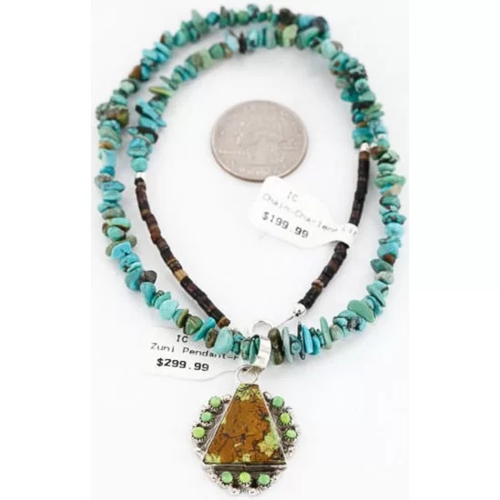 Petit Point Handmade Certified Authentic Zuni .925 Sterling Silver GASPEITE and Turquoise Native American Necklace 371021089342 Petit Point Handmade Certified Authentic Zuni .925 Sterling Silver GASPEITE and Turquoise Native American Necklace 371021089342
