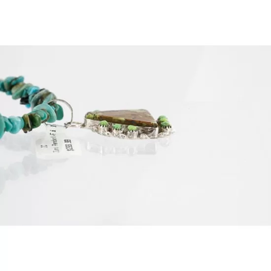 Petit Point Handmade Certified Authentic Zuni .925 Sterling Silver GASPEITE and Turquoise Native American Necklace 371021089342 Petit Point Handmade Certified Authentic Zuni .925 Sterling Silver GASPEITE and Turquoise Native American Necklace 371021089342