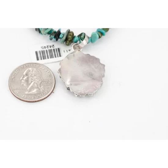 Petit Point Handmade Certified Authentic Zuni .925 Sterling Silver GASPEITE and Turquoise Native American Necklace 371021089342 Petit Point Handmade Certified Authentic Zuni .925 Sterling Silver GASPEITE and Turquoise Native American Necklace 371021089342