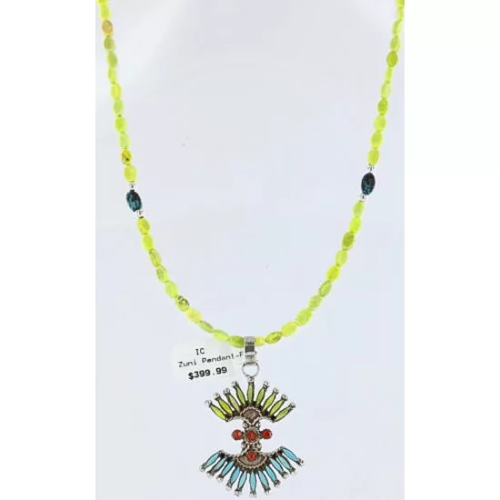 Petit Point Handmade Certified Authentic Zuni .925 Sterling Silver Gaspeite and Turquoise Native American Necklace 371032601533 Petit Point Handmade Certified Authentic Zuni .925 Sterling Silver Gaspeite and Turquoise Native American Necklace 371032601533