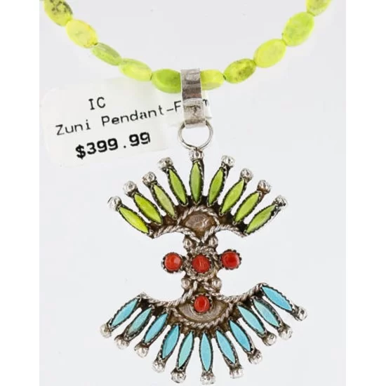 Petit Point Handmade Certified Authentic Zuni .925 Sterling Silver Gaspeite and Turquoise Native American Necklace 371032601533 Petit Point Handmade Certified Authentic Zuni .925 Sterling Silver Gaspeite and Turquoise Native American Necklace 371032601533
