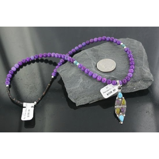 Petit Point Handmade Certified Authentic Zuni .925 Sterling Silver MultiColor Stone and Turquoise Native American Necklace 390670221207 Petit Point Handmade Certified Authentic Zuni .925 Sterling Silver MultiColor Stone and Turquoise Native American Necklace 390670221207