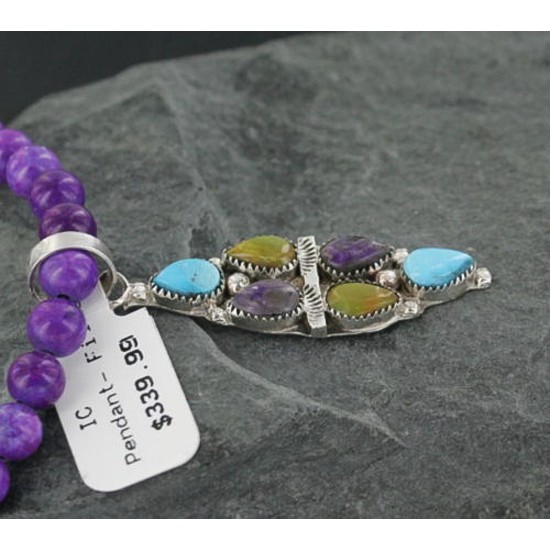 Petit Point Handmade Certified Authentic Zuni .925 Sterling Silver MultiColor Stone and Turquoise Native American Necklace 390670221207 Petit Point Handmade Certified Authentic Zuni .925 Sterling Silver MultiColor Stone and Turquoise Native American Necklace 390670221207