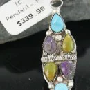 Petit Point Handmade Certified Authentic Zuni .925 Sterling Silver MultiColor Stone and Turquoise Native American Necklace 390670221207