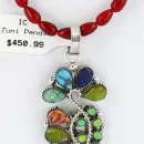 Petit Point Handmade Certified Authentic Zuni .925 Sterling Silver Multicolor Stones and Turquoise Native American Necklace 371029325501