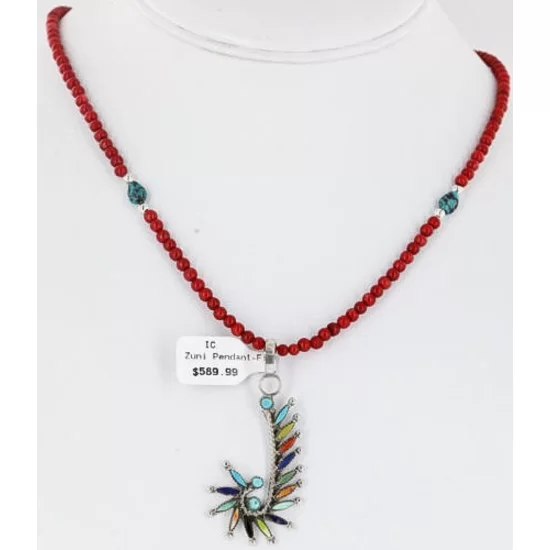 Petit Point Handmade Certified Authentic Zuni .925 Sterling Silver Multicolor Stones and Turquoise Native American Necklace 371058569934 Petit Point Handmade Certified Authentic Zuni .925 Sterling Silver Multicolor Stones and Turquoise Native American Necklace 371058569934