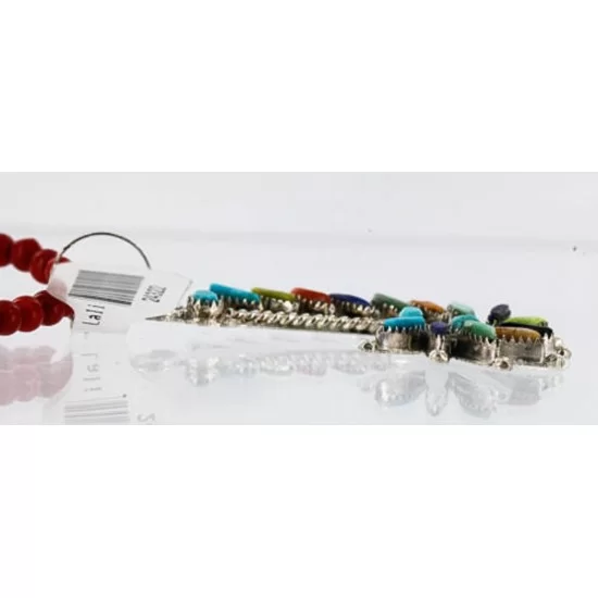 Petit Point Handmade Certified Authentic Zuni .925 Sterling Silver Multicolor Stones and Turquoise Native American Necklace 371058569934 Petit Point Handmade Certified Authentic Zuni .925 Sterling Silver Multicolor Stones and Turquoise Native American Necklace 371058569934