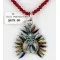 Petit Point Handmade Certified Authentic Zuni .925 Sterling Silver Multicolor Stones and Turquoise Native American Necklace 371059544884