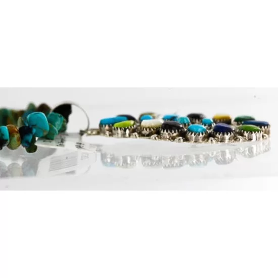Petit Point Handmade Certified Authentic Zuni .925 Sterling Silver Multicolor Stones and Turquoise Native American Necklace 371073328751 Petit Point Handmade Certified Authentic Zuni .925 Sterling Silver Multicolor Stones and Turquoise Native American Necklace 371073328751