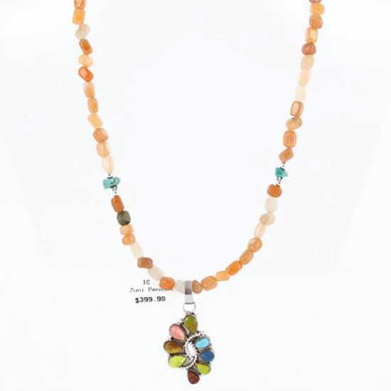 Petit Point Handmade Certified Authentic Zuni .925 Sterling Silver Multicolor Stones and Turquoise Native American Necklace 390803790800 Petit Point Handmade Certified Authentic Zuni .925 Sterling Silver Multicolor Stones and Turquoise Native American Necklace 390803790800