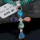 Petit Point Handmade Certified Authentic Zuni .925 Sterling Silver Multicolor Stones Native American Necklace 390675028354