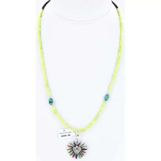 Petit Point Handmade Certified Authentic Zuni .925 Sterling Silver MULTICOLOR Stones Native American Necklace 390789094231