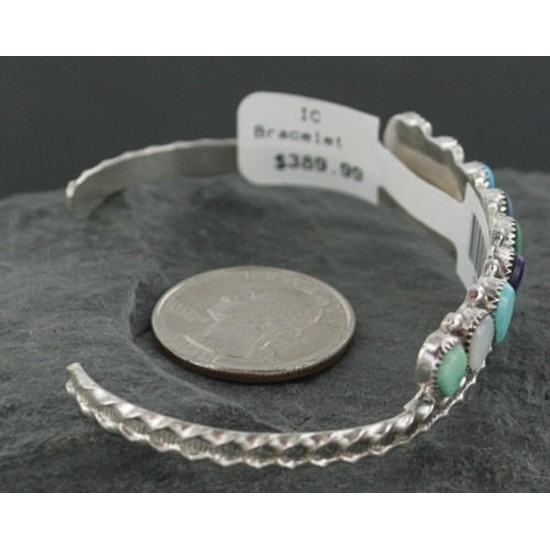 Petit Point Handmade Certified Authentic Zuni .925 Sterling Silver Multicolor Turquoise Native American Bracelet 390729010413 Petit Point Handmade Certified Authentic Zuni .925 Sterling Silver Multicolor Turquoise Native American Bracelet 390729010413