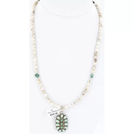 Petit Point Handmade Certified Authentic Zuni .925 Sterling Silver SERAPHINITE and Turquoise Native American Necklace 390789448897 Petit Point Handmade Certified Authentic Zuni .925 Sterling Silver SERAPHINITE and Turquoise Native American Necklace 390789448897