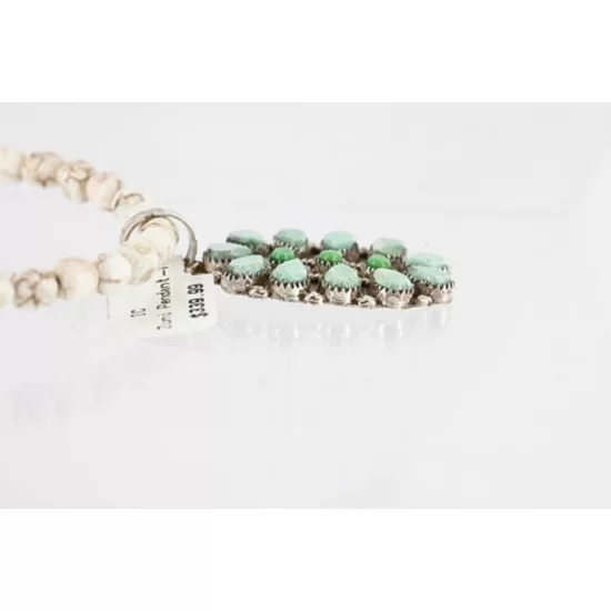 Petit Point Handmade Certified Authentic Zuni .925 Sterling Silver SERAPHINITE and Turquoise Native American Necklace 390789448897 Petit Point Handmade Certified Authentic Zuni .925 Sterling Silver SERAPHINITE and Turquoise Native American Necklace 390789448897