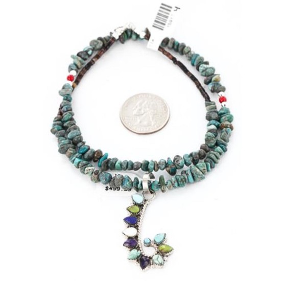 Petit Point Handmade Certified Authentic Zuni .925 Sterling Silver Turquoise and Multicolor Stones Native American Necklace 371047412854 Petit Point Handmade Certified Authentic Zuni .925 Sterling Silver Turquoise and Multicolor Stones Native American Necklace 371047412854
