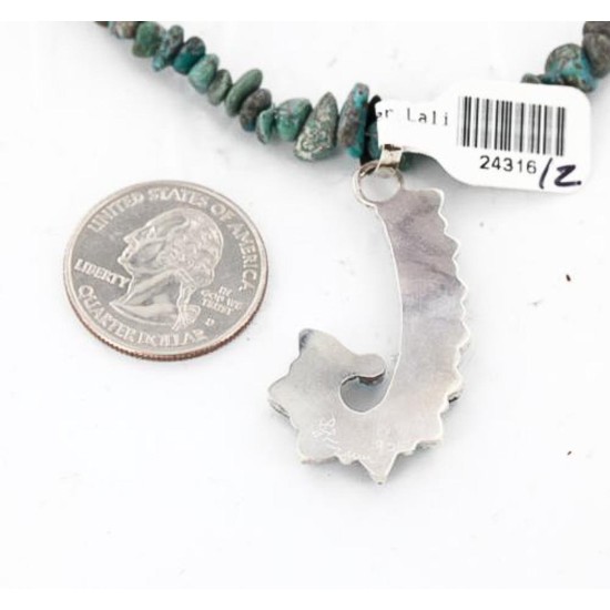 Petit Point Handmade Certified Authentic Zuni .925 Sterling Silver Turquoise and Multicolor Stones Native American Necklace 371047412854 Petit Point Handmade Certified Authentic Zuni .925 Sterling Silver Turquoise and Multicolor Stones Native American Necklace 371047412854