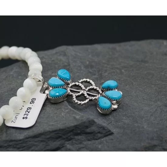 Petit Point Handmade Certified Authentic Zuni .925 Sterling Silver Turquoise Native American Necklace 370838132531 Petit Point Handmade Certified Authentic Zuni .925 Sterling Silver Turquoise Native American Necklace 370838132531