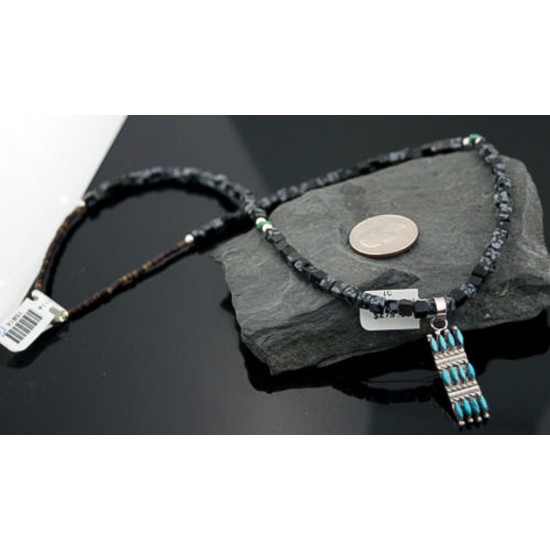 Petit Point Handmade Certified Authentic Zuni .925 Sterling Silver Turquoise Native American Necklace 370881945010 Petit Point Handmade Certified Authentic Zuni .925 Sterling Silver Turquoise Native American Necklace 370881945010