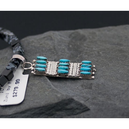 Petit Point Handmade Certified Authentic Zuni .925 Sterling Silver Turquoise Native American Necklace 370881945010 Petit Point Handmade Certified Authentic Zuni .925 Sterling Silver Turquoise Native American Necklace 370881945010