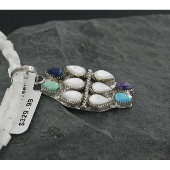 Petit Point Handmade Certified Authentic Zuni .925 Sterling Silver Turquoise Native American Necklace 370925367814 Petit Point Handmade Certified Authentic Zuni .925 Sterling Silver Turquoise Native American Necklace 370925367814