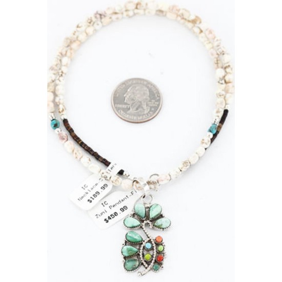 Petit Point Handmade Certified Authentic Zuni .925 Sterling Silver Turquoise Native American Necklace 371028070784 Petit Point Handmade Certified Authentic Zuni .925 Sterling Silver Turquoise Native American Necklace 371028070784