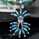 Petit Point Handmade Certified Authentic Zuni .925 Sterling Silver Turquoise Native American Necklace 390615386454