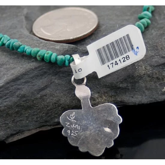 Petit Point Handmade Certified Authentic Zuni .925 Sterling Silver Turquoise Native American Necklace 390627819331 Petit Point Handmade Certified Authentic Zuni .925 Sterling Silver Turquoise Native American Necklace 390627819331