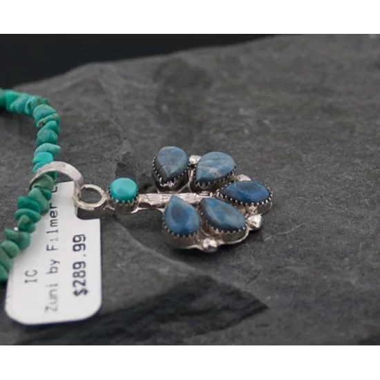Petit Point Handmade Certified Authentic Zuni .925 Sterling Silver Turquoise Native American Necklace 390627819331 Petit Point Handmade Certified Authentic Zuni .925 Sterling Silver Turquoise Native American Necklace 390627819331