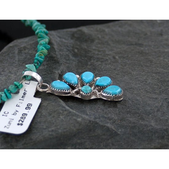 Petit Point Handmade Certified Authentic Zuni .925 Sterling Silver Turquoise Native American Necklace 390643159808 Petit Point Handmade Certified Authentic Zuni .925 Sterling Silver Turquoise Native American Necklace 390643159808