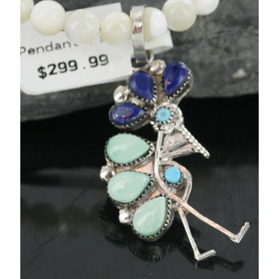 Petit Point Handmade Certified Authentic Zuni .925 Sterling Silver Turquoise Native American Necklace 390682926137