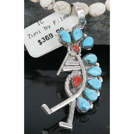 Petit Point Handmade Certified Authentic Zuni .925 Sterling Silver Turquoise Native American Necklace 390685390921 Petit Point Handmade Certified Authentic Zuni .925 Sterling Silver Turquoise Native American Necklace 390685390921