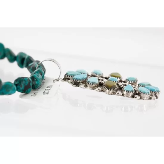 Petit Point Handmade Certified Authentic Zuni .925 Sterling Silver Turquoise Native American Necklace 390767047426