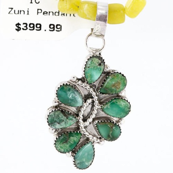 Petit Point Handmade Certified Authentic Zuni .925 Sterling Silver Turquoise Native American Necklace 390802127761