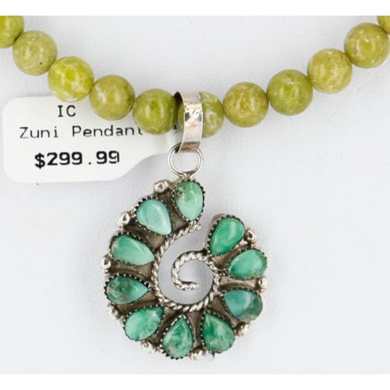 Petit Point Handmade Certified Authentic Zuni .925 Sterling Silver Turquoise Native American Necklace 390839406037
