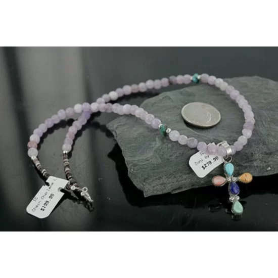 Petit Point Handmade CROSS Certified Authentic Zuni .925 Sterling Silver MultiColor Stones Native American Necklace 370953341535 Petit Point Handmade CROSS Certified Authentic Zuni .925 Sterling Silver MultiColor Stones Native American Necklace 370953341535