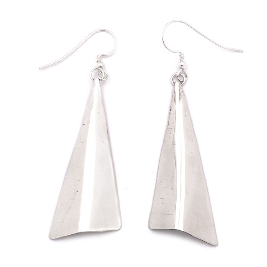 Plain Simple .925 Starling Silver Certified Authentic Handmade Navajo Native American Earrings  27265-6