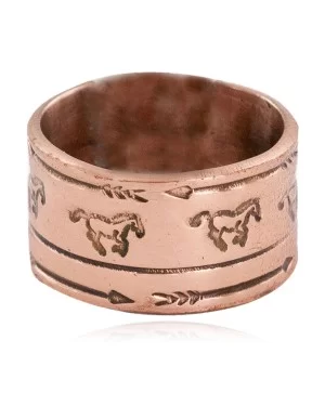 Pure Copper Handmade Certified Authentic Horse Navajo Native American Ring  16996-1