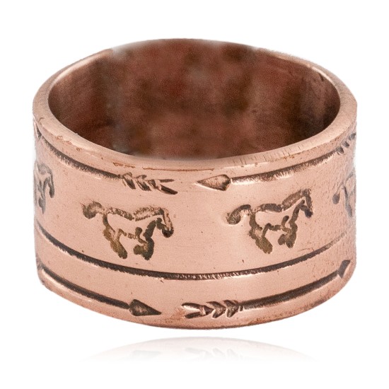 Pure Copper Handmade Certified Authentic Horse Navajo Native American Ring  16996-1