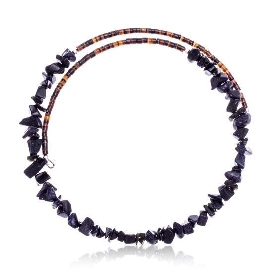 Purple Goldstone Certified Authentic Navajo Native American Adjustable Choker Wrap Necklace 25562