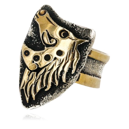 Rare 12kt Gold Filled 925 Sterling Silver Horse Handmade Certified Authentic Navajo Native American Ring  12658-1