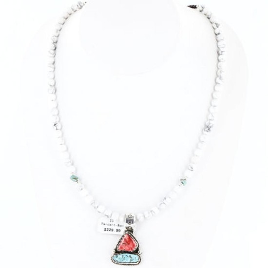 Handmade Certified Authentic Navajo .925 Sterling Silver Natural Spiny Oyster and Turquoise Native American Necklace 370998845768