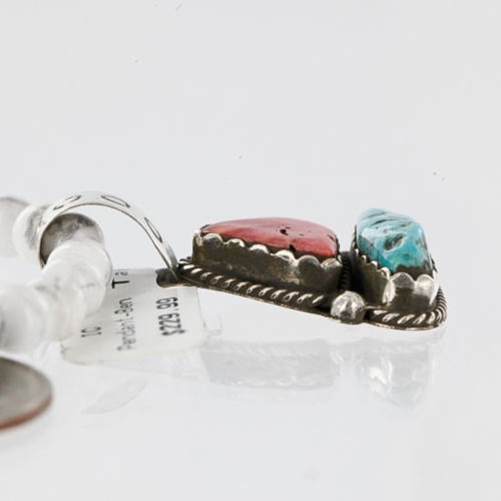 Handmade Certified Authentic Navajo .925 Sterling Silver Natural Spiny Oyster and Turquoise Native American Necklace 370998845768