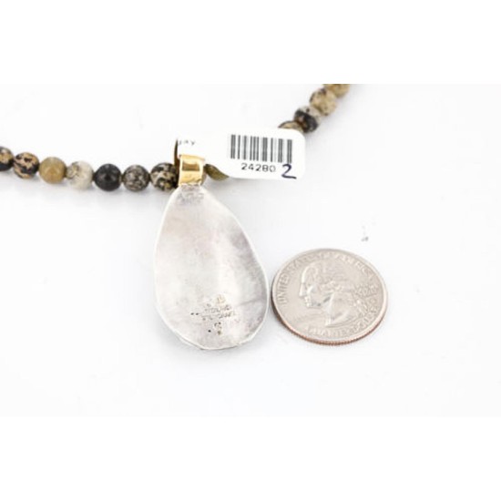 12kt Gold Filled .925 Sterling Silver Handmade Gecko Certified Authentic Navajo Tigers Eye Native American Necklace 390824760485