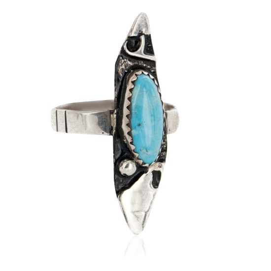 Rare 925 Sterling Silver Handmade Certified Authentic Navajo Natural Turquoise Native American Ring  12646
